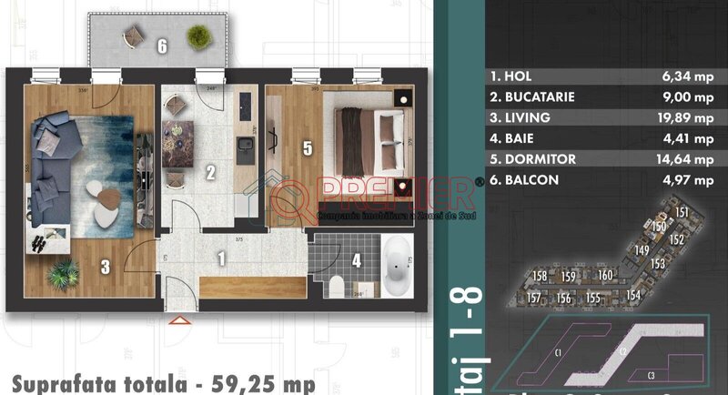 Parc Tudor Arghezi, 2 camere decomandat, bloc nou.